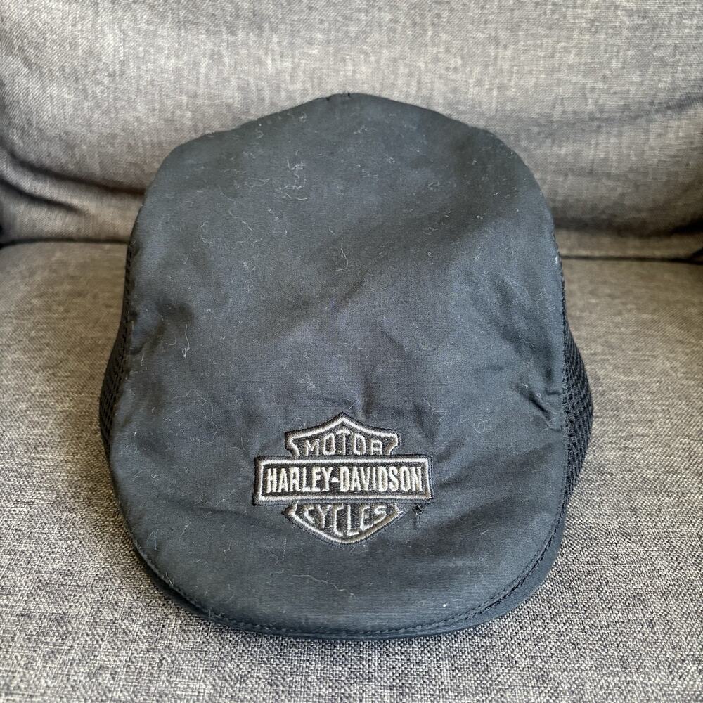 Harley Davidson Motorcycles Newsboy Cabbie Hat Black Embroidered Logo Small